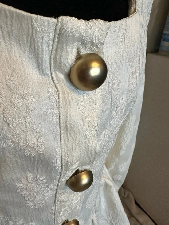 Atoir Cream Textured Peplum Blouse with Gold Buttons - Picture 5 of 5